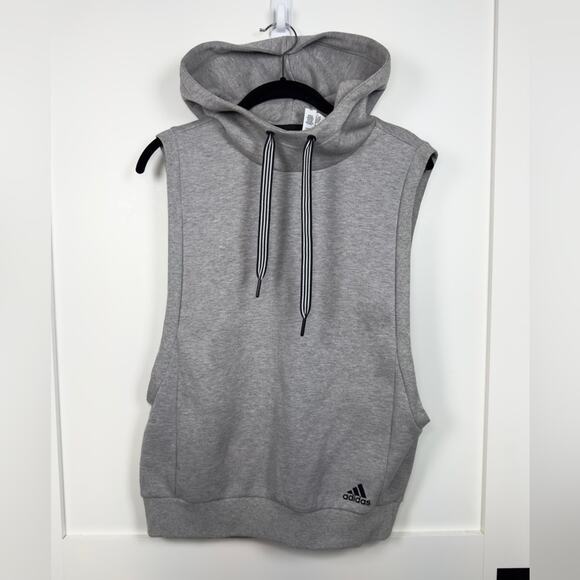 Adidas Women Athletic Gray Sleeveless Hoodie Size Medium - Picture 2 of 9